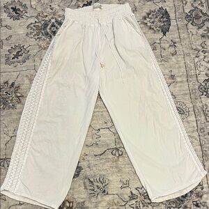 100% Peruvian cotton Resort style  Wide-Leg Crochet-Trim Lounge Pants